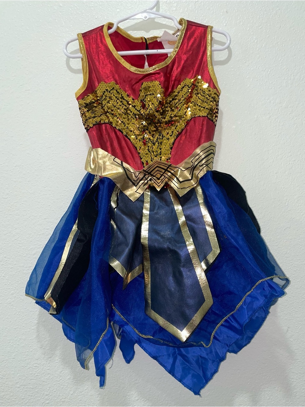 Girls' Red & Blue Wonder-Inspired Hero Costume Dress